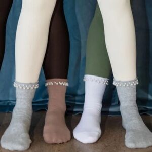 Pilates Honey Grey Pearls Grip Socks